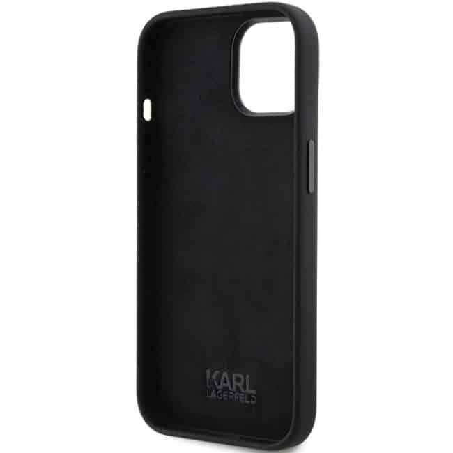 Karl Lagerfeld for iPhone 14 Plus / 15 Plus 6.7" - Black/black Silicone Ikonik Metal Pin