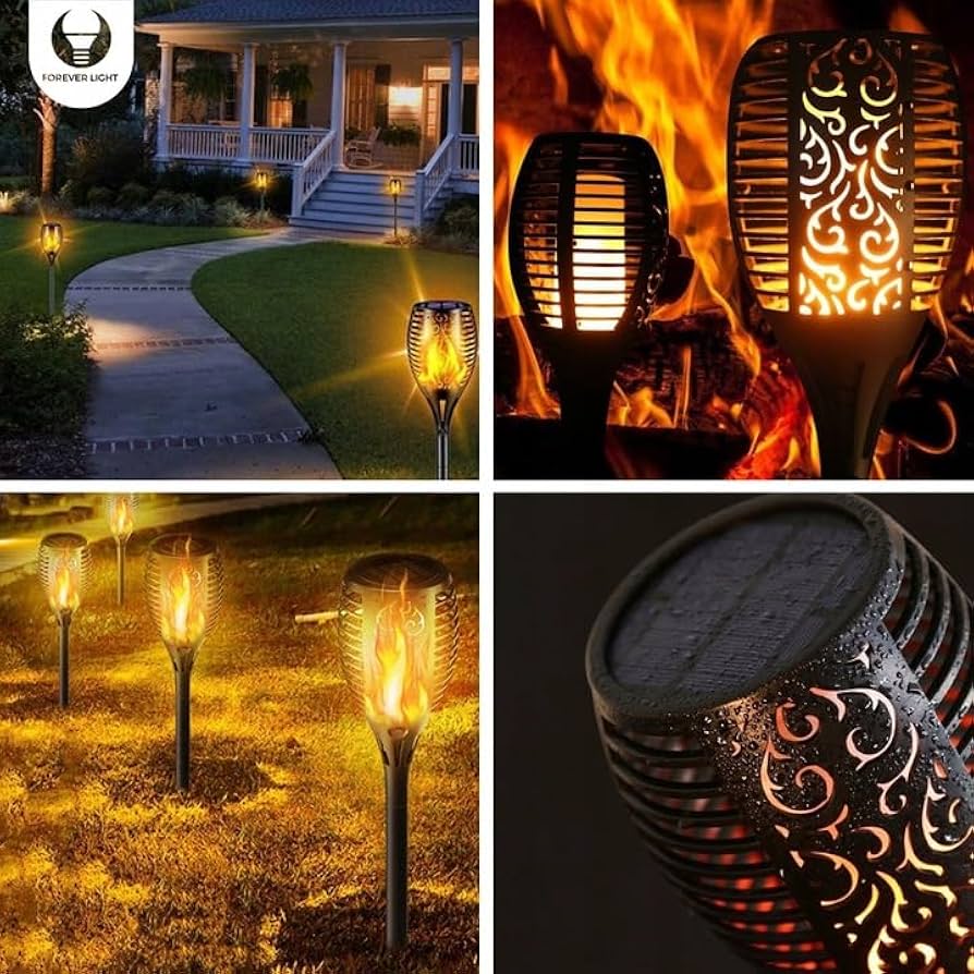 Solar flame light 96LED 1500mAh Li IP65
