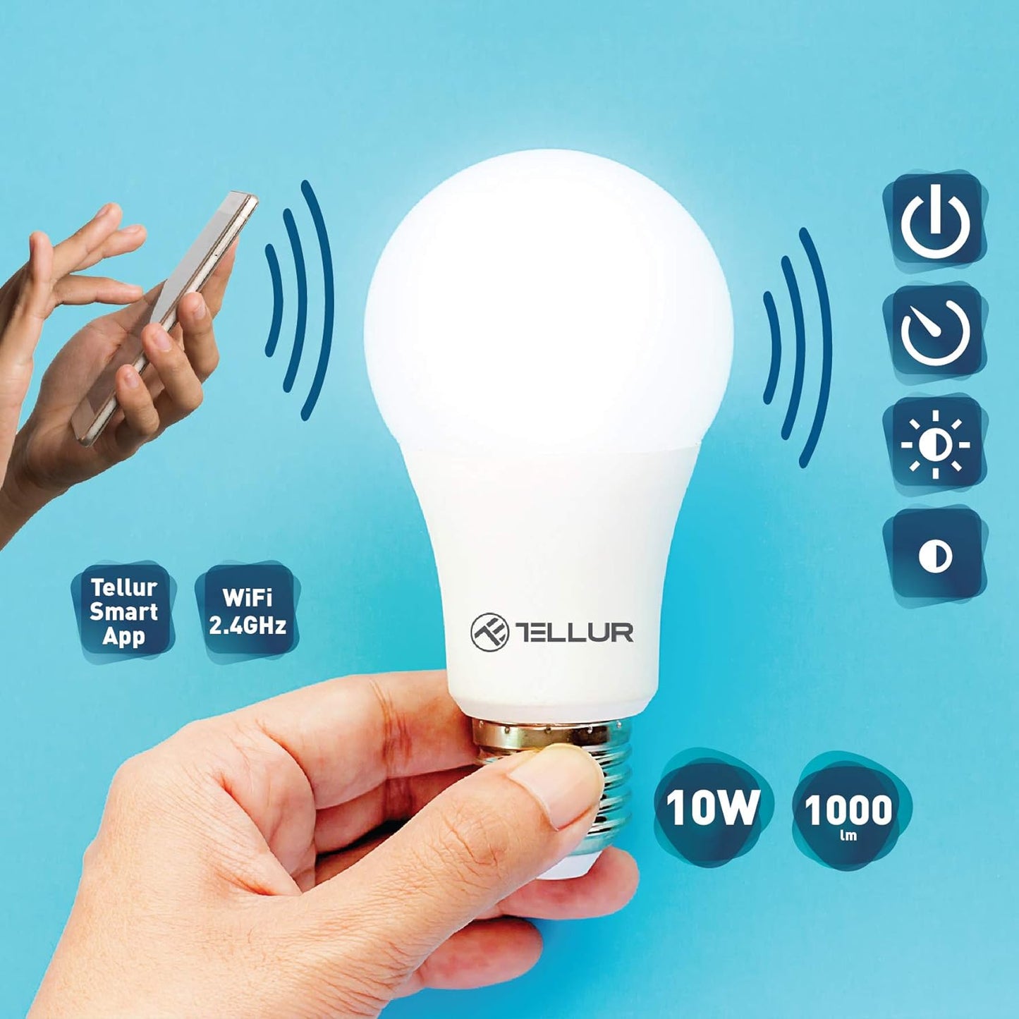 Tellur Smart WiFi Bulb E27, 10W, white/warm/RGB