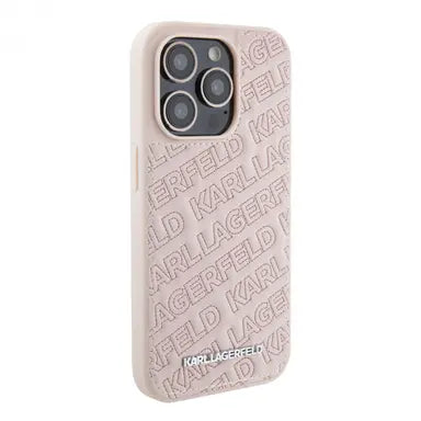 Karl Lagerfeld Quilted Karl Pattern Hard Case for iPhone 15 Pro Max - Pink