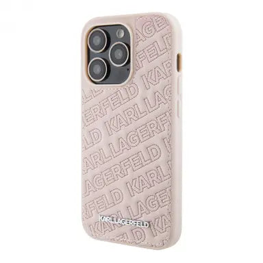 Karl Lagerfeld Quilted Karl Pattern Hard Case for iPhone 15 Pro Max - Pink