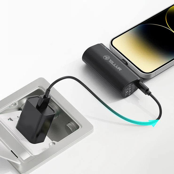 Tellur PD201 Powerbank, 5000mAh, QC3.0 18W + PD20W, USB-C, Black