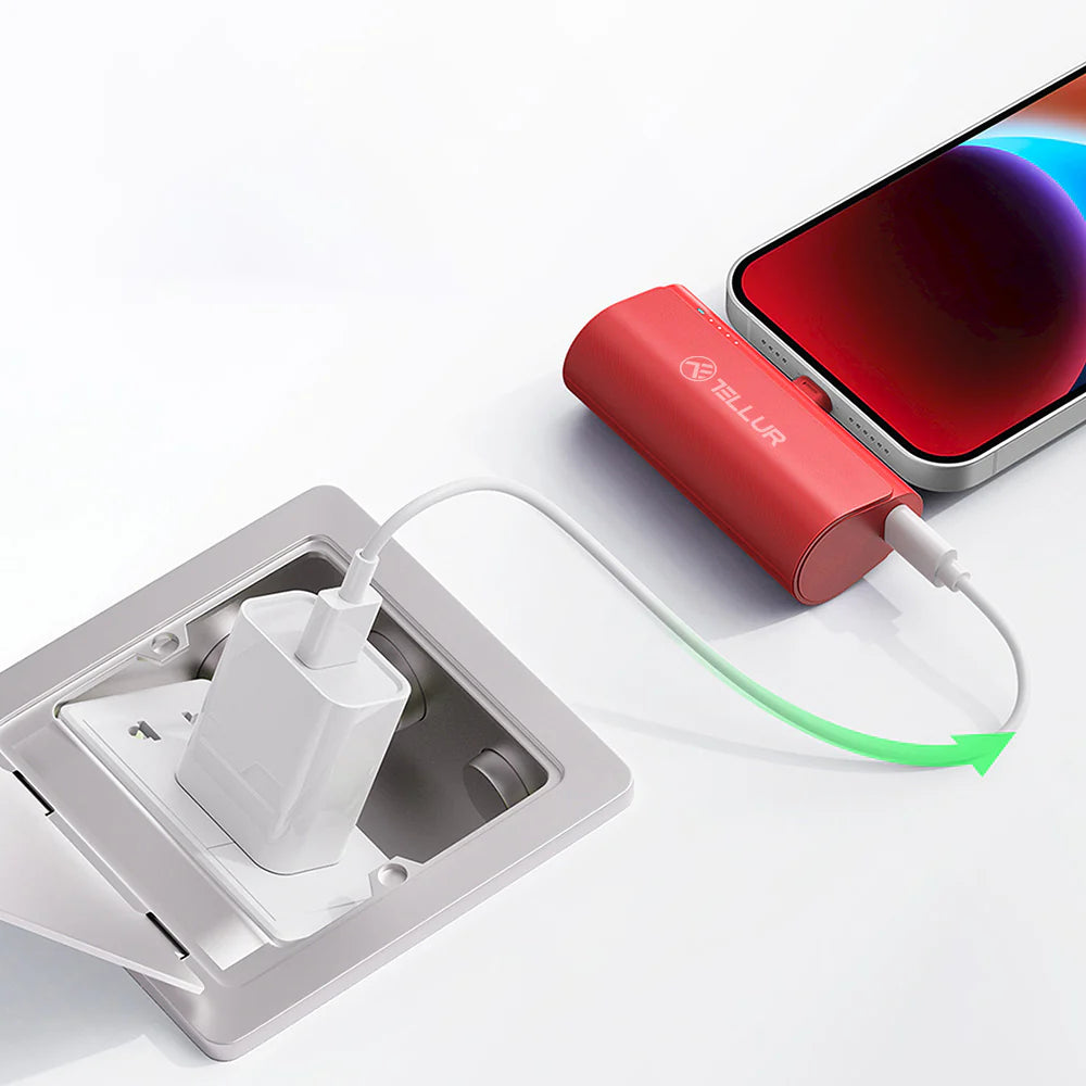 Tellur PD202 Powerbank, 5000mAh, QC3.0 18W + PD20W, USB-C, RED