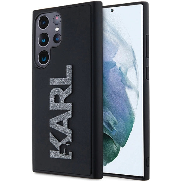 Karl Lagerfeld 3D Rubber Glitter Logo case for Samsung Galaxy S23 Ultra - Black