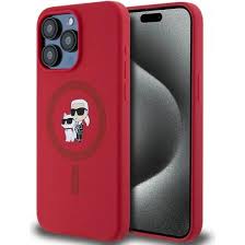 Karl Lagerfeld Silicone Karl&Choupette Ring MagSafe case for iPhone 15 Pro Max - red