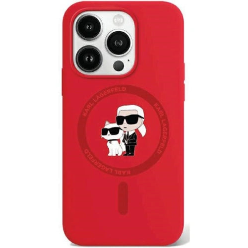 Karl Lagerfeld Silicone Karl&Choupette Ring MagSafe case for iPhone 15 Pro Max - red