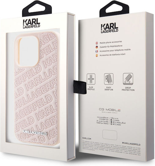 Karl Lagerfeld Quilted Karl Pattern Hard Case for iPhone 15 Pro Max - Pink