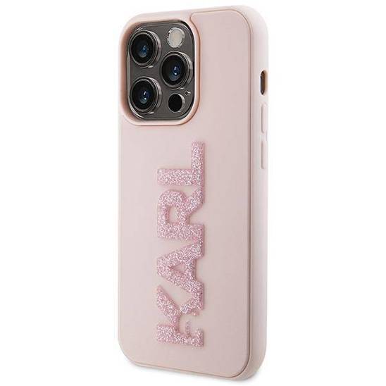 Original Case APPLE IPHONE 15 PRO MAX Karl Lagerfeld Hardcase 3D Rubber Glitter Logo (KLHCP15X3DMBKCP) pink