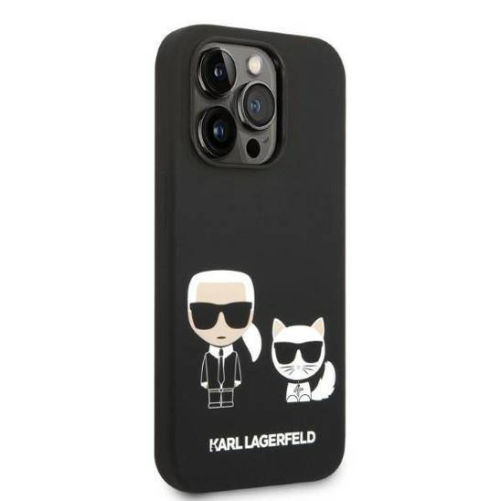 Original Case IPHONE 14 PRO MAX Karl Lagerfeld Hardcase Liquid Silicone Karl & Choupette Magsafe (KLHMP14XSSKCK) black